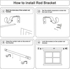 Curtain Rods for Windows 16 to 240 Inches Adjustable Length 1 Inch Diameter Window Curtain Rod with Aluminium Finials, Gold