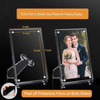 2 Pack 4x6 (Full Size:5x7) Acrylic Picture Frames With Stand, Clear Magnetic Photo Frame, Frameless Tabletop Picture Frame with Magnets for Home Office Desktop Display Horizontal or Vertical