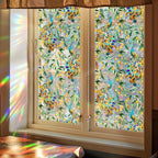 Stained Peacock Window Film Decorative Birds Flowers Static Glass Window Clings Stickers for Home Office Living Room Bedroom Glass Windows Door Decor 16.93 x 39.37 Inches