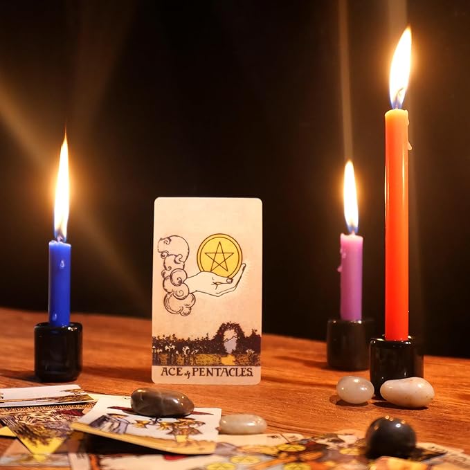 Black Spell Candle Holders 10 PCS, KSWING 1/2 Inch Diameter Ceramic Chime Ritual Candlestick Holders, Great for Casting Meditation Rituals Prayer Birthdays Altar Vigil Witchcraft Wiccan Supplies