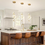 Spiral LED Pendant Light Fixtures, 15IN Modern Pendant Lights Adjustable Height 4000K Gold Kitchen Island Light Chandeliers for Dining Room Hanging Lights, 1 Pack