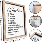 Christian Wooden Framed Signs, Rustic Home Decor, Family Signs, Living Room Decor, Philippians 4:8 Sign, Framed Wall Plaque Sign 15 * 11.5 inches, Finally Brothers and Sisters