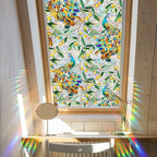 Stained Peacock Window Film Decorative Birds Flowers Static Glass Window Clings Stickers for Home Office Living Room Bedroom Glass Windows Door Decor 16.93 x 39.37 Inches