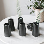 Modern Black 5.9'' Ceramic Vase Set of 6 for Living Room Bedroom Minimalist Flower Vases for Home Decor Office Centerpieces Fireplace Nordic Style Gift for Fake Plant 6 Pack Decoration