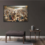 XWNLTEPK Jesus Feeding 5,000 People with Five Loaves and Two Fishes Miracle Mercy Canvas Art Wall Decor Poster Suitable for Bedroom Living Room Relaxation Room Confession Room