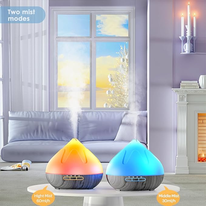 500ML Essential Oil Diffuser: Aroma Diffuser with Remote Control for Hotel Spa Yoga Room Humidifier with 14 Colors LED Night Light for Bedroom Home Relaxation, Black