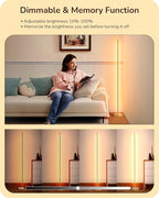 EDISHINE LED Corner Floor Lamp, Modern Slim Dimmable Light, Adjustable Height, 57.5" Minimalist Tall Lamp for Living Room, Bedroom, Office, 3000K Warm White Light (Gold)