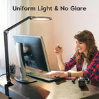 Desk Lights for Home Office, 1200 Lumen LED Desk Lamps with Clamp, Highly Eye-Caring Video Conference Light for Computer, 3 Color 10 Brightness Levels for Ideal Lighting, Remote, Memory & Timer