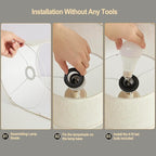 Vintage Table Lamp for Living Room Bedroom, 18.5" Farmhouse Bedside Lamps Nightstand Lamp Set of 2, Table Lamps with Oatmeal Linen Lamp Shades, 2 LED Bulbs Included, White Stripe