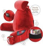 Nestl Reading Pillow Large Bed Pillow, Back Pillow for Sitting in Bed Shredded Memory Foam Chair Pillow, Reading & Bed Rest Pillows Red Back Pillow for Bed, Bed Chair Arm Pillow with Pockets