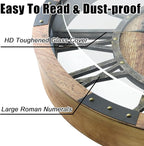 27 inch Large Real Moving Gears Wall Clock with Toughened Glass Cover, Oversized Vintage Solid Wood Farmhouse Clock, Giant Decorative Rustic Wall Clock for Living Room Home Kitchen Office (Brown)