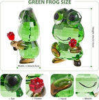 Crystal Frog Figurine with Red Rose - Art Glass Animals Desk Decor & Home Office Ornament, Handmade Glass Collectible Gifts