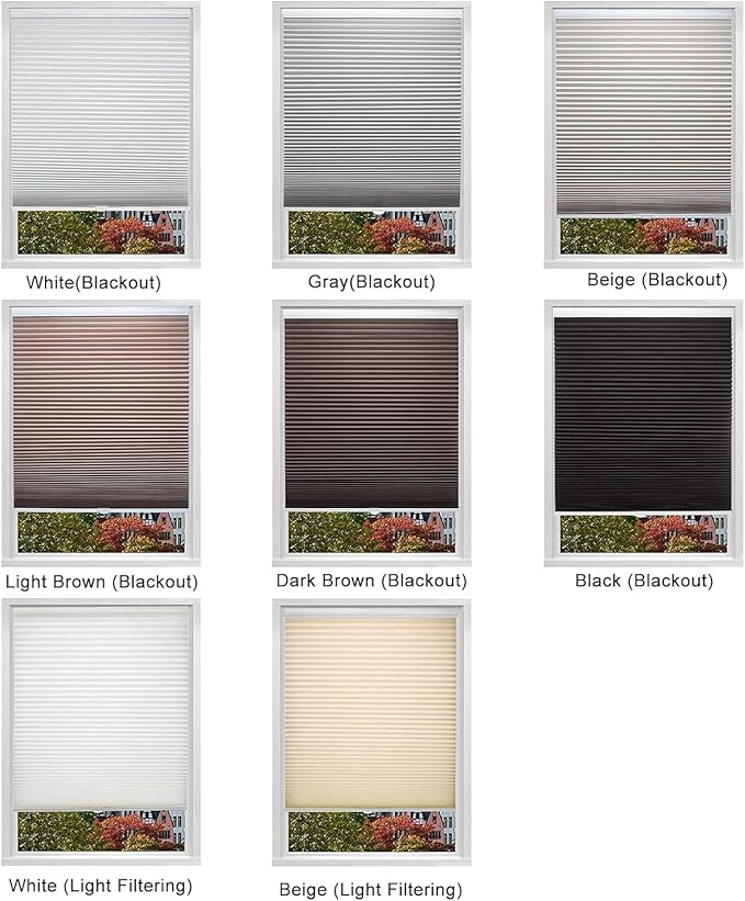 Changshade Cordless Cellular Shades, Light Filtering Honeycomb Shades for Windows, Pull Down Pleated Blinds, Easy to Install for Indoor Windows and French Doors,22" W x 50" H, Beige