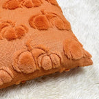 Booque Valley Pumpkin Pillow Covers Set of 2 Soft Plush Faux Fur Wool Fall Decorative Throw Pillowcases for Halloween Autumn Farmhouse Home Decor, 18 x 18 inch, Orange
