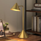 Metal Desk Lamp, 3000k Soft Light Modern Desk Lamp with Dimmer Switch, Adjustable Lighting with Swivel Arm Reading Lamp for Bedside Table, Office Desk, Task Light, Living Room(Gold)