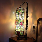 Bieye L10399 Grapes Tiffany Style Stained Glass Long Cylinder Table Lamp, Floor Lamp, 33-inch Tall