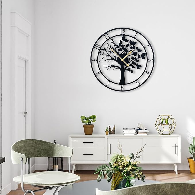 30inch/76cm Extra Large Tree of Life Wall Clocks for Living Room Decor,Bedroom,Battery Operated,Metal,Decorative,Analog,Silent,Non Ticking Wall Clock,Room Wall Decor (Tree of Life, 30 inches)