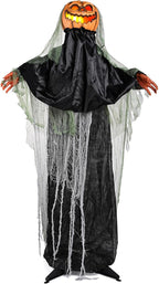 AW Scary Animated Halloween Decorations Jack-O-Lantern,Pumpkin Ghost Props 5.4 Ft Full Life Size with Motion/Sound Activated Glowing Head Horror Party Outdoor Indoor Decorations Farm Scarecrow 2025