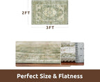 AMOAMI-2X3 Small Rug-Washable Rugs Entryway Mat Indoor-Soft Vintage Non Slip Rugs for Kitchen Laundry Room Bathroom Green Decorative Accent Rug for in Front of Sink 24 Inch x36 Inch