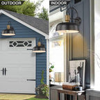 Outdoor Barn Light Gooseneck Barn Light, Farmhouse Exterior Wall Mount Light Vintage Wall Lighting Fixture Industrial Sconce Lantern for Porch, Entryway, Garage, Black, 2 Pack