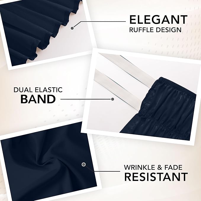 Utopia Bedding King Elastic Bed Ruffle - Easy Wrap Around Ruffle - Microfiber Bed Skirt with Adjustable Elastic Belt 16 Inch Tailored Drop - Hotel Quality Bedskirt, Fade Resistant (King, Navy)