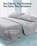 Breescape Cooling Comforter Throw Size - BlendTek™ Q-Max>0.46 Tech, Breathable Blanket for Hot Sleepers & Night Sweats Relief, Premium Lightweight Summer Bedding, 52x72 Inches, Misty Gray