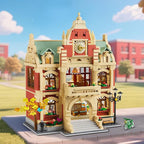 University Club House Building Set with Light,1629PCS City Campus Architecture Model with Painting Drama Baking Music Club, Home Decor Construction Building Block Gift for Adults Boys Girls 12+