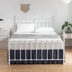 Bed Skirt Queen Size Ruffled Bed Skirt with Split Corners, 12 Inch Drop Dust Ruffle Bed Skirt with Platform,Blue