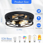 Flush Mount Ceiling Light Fixture,14 inch 4-Light Ceiling Light Fixture for Hallway, Black Hallway Light Fixtures Ceiling,Light Fixtures Ceiling Mount for Kitchen,Farmhouse,Hall (2 Pack)