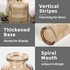 Glass Bud Vases Set of 20, Living Bud Vases, Small Bud Vase in Bulk, Mini Flowers Vases for Centerpiece, Vintage Decorative Vase Set for Table Decorations, Wedding Reception, Home Decor (Amber)