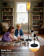 Lightdot 64.6IN Black Floor Lamp Dimmable Linen Shade LED Floor Lamps with 3000K Soft Warm White for Wedding/Party, Modern Tall Lamp for Living Room/Bedroom (Bulbs Included)