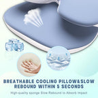 Cervical Pillow for Neck and Shoulder Pain Relief, Ergonomic Neck Pillow for Sleeping, Contour Memory Foam Cervical Pillow, Neck Pillow for Side Back Stomach Sleepers with Ice Silk Fabric (Blue)