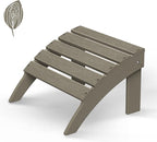 GREENVINES Adirondack-Ottoman | Wood Grain | HDPE Plastic | Outdoor Footrest | All Weather | Foot Rest | Foot Stool | Desert Brown | for Adirondack Chair