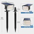 Solar Spot Lights Outdoor Waterproof IP65, 6 Pack Landscape Spotlights with 46 LEDs, 3 Modes Auto On/Off Solar Powered Flood Lights for Outside Pathway, Yard, Garden, Walkway (Cool White)