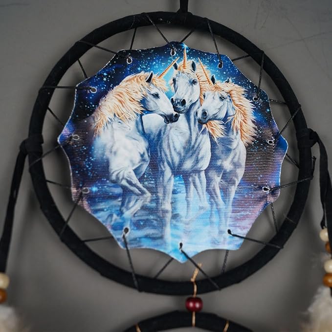 Remorelt Wolf Eagle Bear Dream Catcher Bedroom Wall Decor, Christmas Home Decoration, Room Accessory, White Moon Feather Decoration - Unique Home Craft Wall Pendant (DC27 6Inch Set 2 Tiger Unicorn)