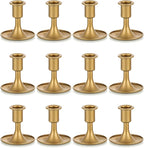 Candlestick Holders Taper Candle Holders, Romadedi Gold Candle Stick Candle Holder for Table Centerpiece, Wedding Reception, Festive Christmas Mantel Decoration or Home Decor, Set of 12