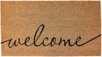 KANKUN Coco Coir Door Mat with Heavy Duty Backing, Welcome Doormat (17" x 30"), Doormat Entrance (Welcome1)