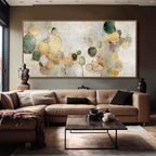 YJYart Circle Canvas Wall Decor Green and Gold Wall Art Posters Abstract Wall Decorations 36"x70" Home Decor for Bedroom Living Room