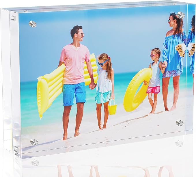 5x7 Inches Acrylic Picture Frames 1 Pack, Double Sided Magnetic Photo Frames,Free Standing on Desk or Table Clear Picture Frames