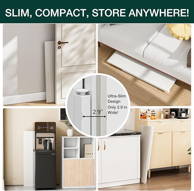 Frylr Small Folding Computer Desk – Portable 35.8 Inch Foldable Laptop Table, Collapsible and Compact for Easy Storage and Fast Setup, Lightweight for Small Spaces, Craft and Study Use, White Ash