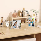 4x6 Acrylic Picture Frame 3 Pack, 20mm Clear Thickness Frameless Magnetic Double Sided Display, Plastic Table Top Photo Sign Holder, Table Paper Stand for Desktop Display, Stores