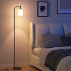 RGB Floor Lamps for Living Room, Dimmable Industrial Standing Lamp with Remote Control for Bedroom Office Corner, 3 Colors Temperature, White Glass Shade, 9W RGB LED Bulb