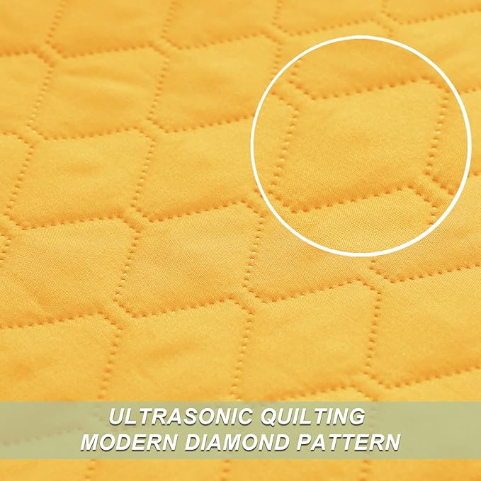 Exclusivo Mezcla Reversible California King Size Quilt Bedding Set with Pillow Shams, Lightweight Quilts Cal King Size, Soft Bedspreads Bed Coverlets for All Seasons - (Bright Yellow, 112"x104")