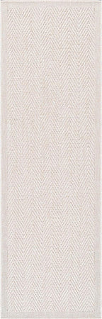CAMILSON Indoor and Outdoor Runner Rug Off-White Herringbone Seagrass Boho Design Easy-Cleaning Non Shedding Fiber Living Room Bedroom Garden Patio and Kitchen Washable Outside Carpet Alfombras (2x7)