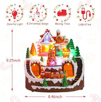 taman Christmas Village Houses - Musical Gingerbread House Collectible Buildings with Rotating Christmas Tree and Moving Train Ornaments for Holiday Decorations