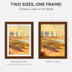 Homeforia 6x8 Picture Frame Brown Wood, High End Dark Oak 6x8 Walnut Wooden Frames with Mat 5x7 Photo, 6 x 8 Frame Matted to 5 x 7 Print, 8x6 Wall or Tabletop Frame, Tempered Glass, Wall Kit, Set of 1