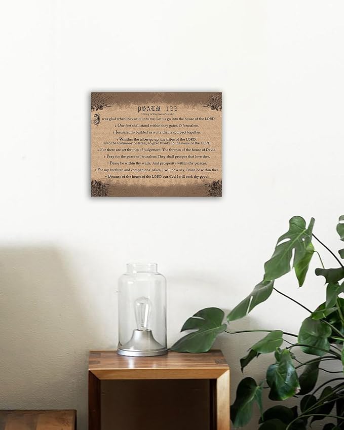 Christian Canvas Wall Decor Psalm 122 Framed Wall Decoration Inspirational Wall Decor for Home Office