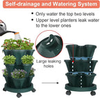 Vertical Planter 3 Tier Stackable Planters Garden Planters Strawberry Herb Flower and Vegetable Planter Indoor Outdoor Gardening Pots with Removable Wheels and Tools