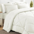 CozyLux Full Size Comforter Sets Ivory - 7 Pieces Bed in a Bag Full, Luxury Soft Bed Set for All Seasons, Bedding Set with Down Alternative Comforter, Sheets, Pillowcases & Shams