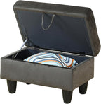 Ottoman Rectangular Storage Ottoman Bench, Flannel Footrest Stool Footstool with Lid for Living Room, Bedroom, Entryway, Brown, 28.5"x19"x17.5"